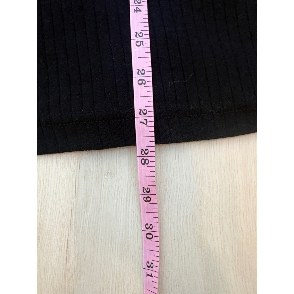 Dressbarn Ribbed Mock Neck Top Women 14/16 Black Long Sleeve Side Slit Basics - Picture 7 of 10
